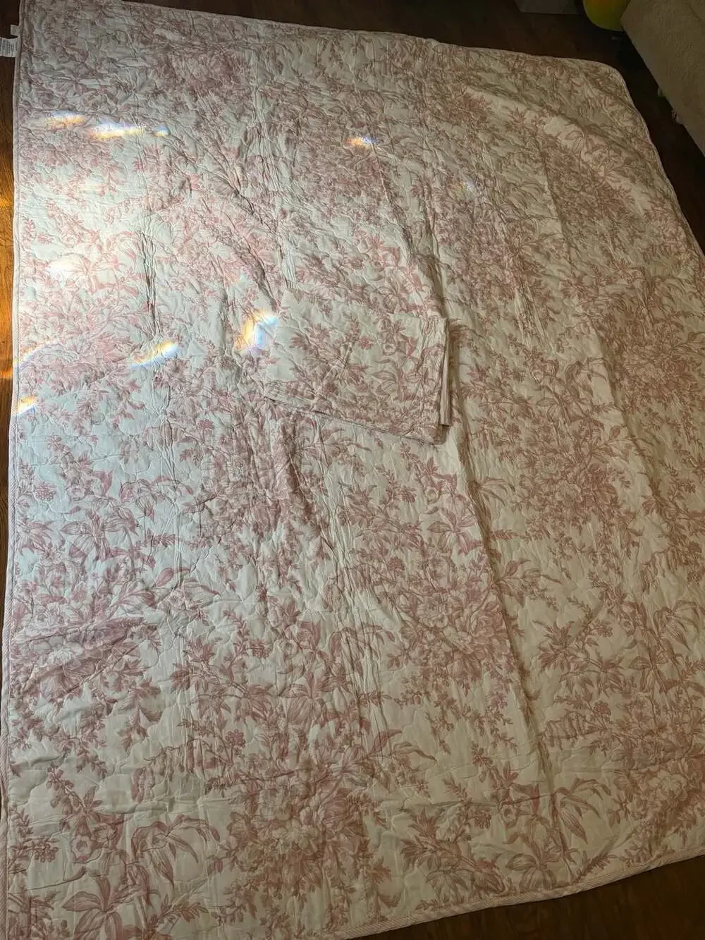 Laura Ashley Bedford Pink Floral Cotton Reversible Quilt